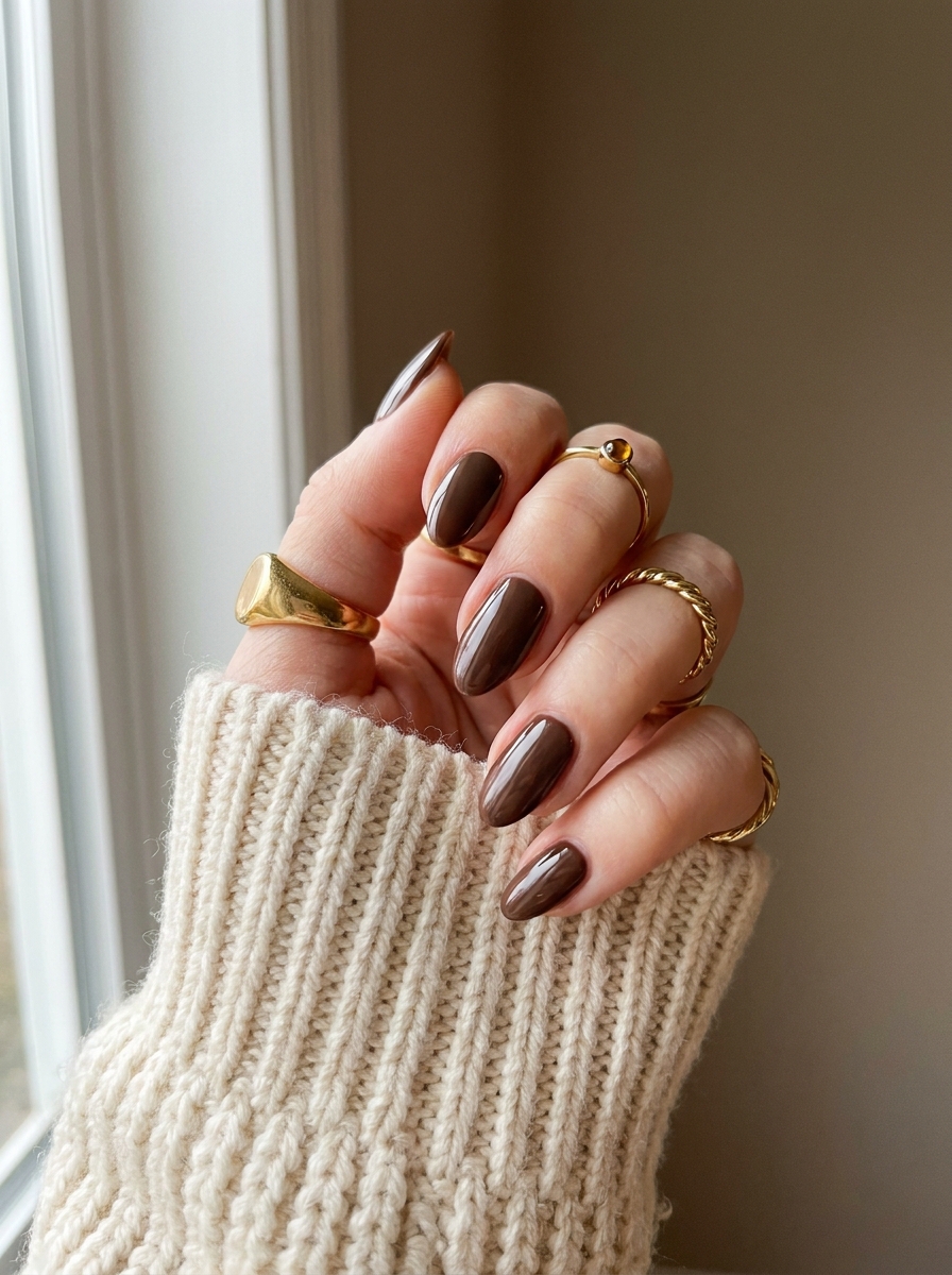 Espresso Almond Nails als Almond Fall Nails Inspiration 2026